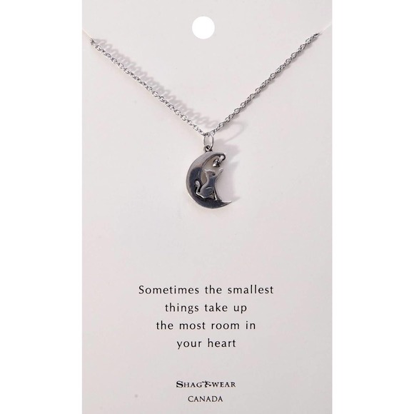Shag Wear Favorite Animal Impulsive Quote Pendant Necklace - Cat on Moon NEW - Picture 1 of 2
